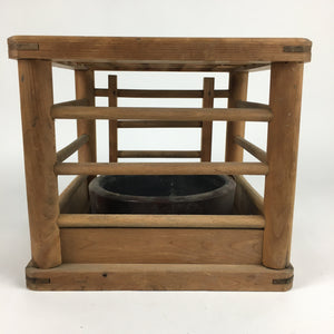 Japanese Wooden Kotatsu Heater Vtg Ceramic Charcoal Yagura-Kotatsu JK264