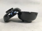 Japanese Wooden Lacquer Lidded Bowl Pair Set Vtg Black Owan Soup Rice PX513