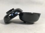 Japanese Wooden Lacquer Lidded Bowl Pair Set Vtg Black Owan Soup Rice PX513