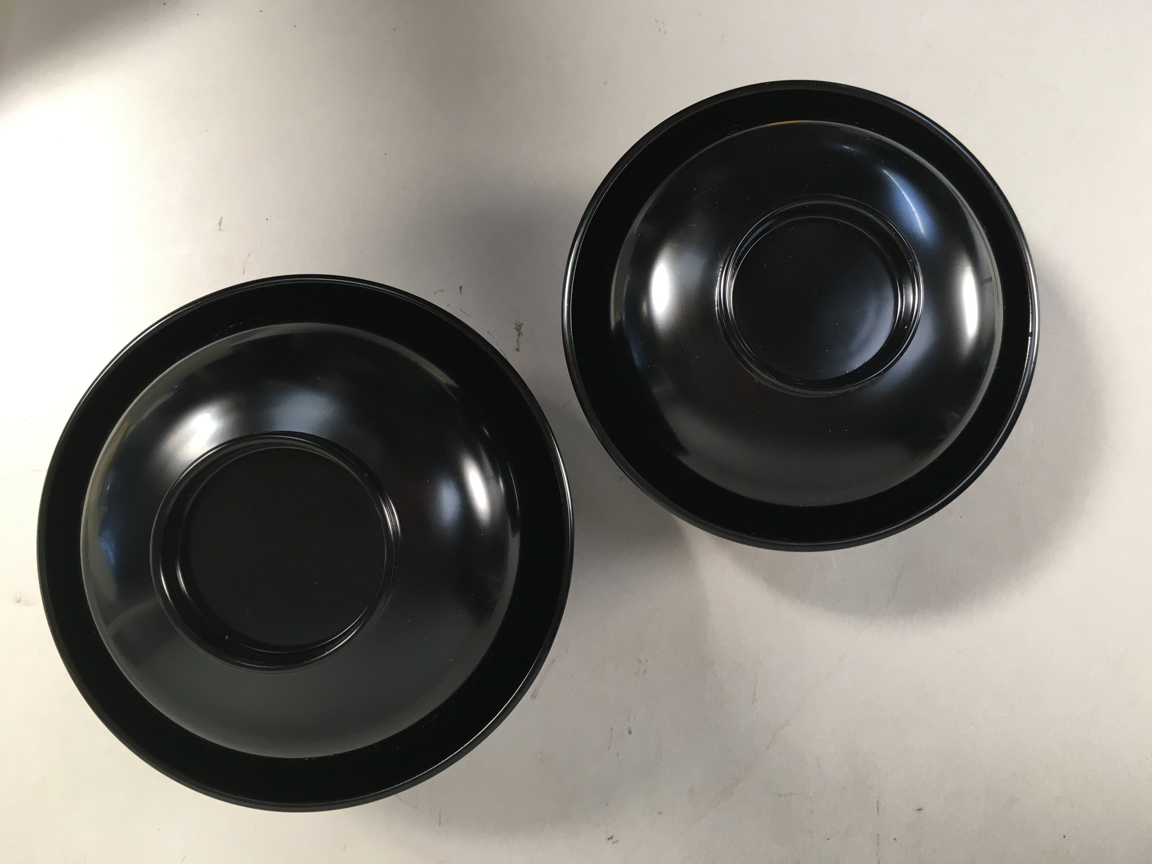 Japanese Wooden Lacquer Lidded Bowl Pair Set Vtg Black Owan Soup Rice PX513
