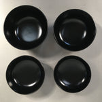 Japanese Wooden Lacquer Lidded Bowl Pair Set Vtg Black Owan Soup Rice PX513