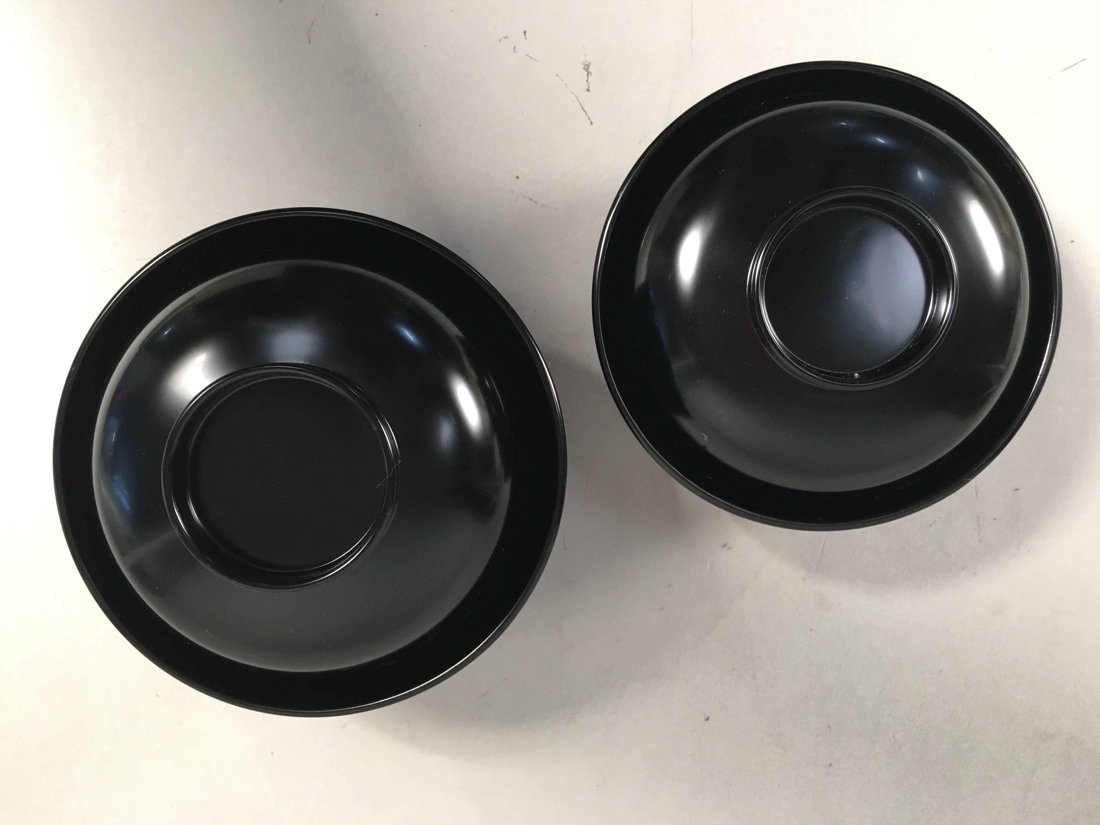 Japanese Wooden Lacquer Lidded Bowl Pair Set Vtg Black Owan Soup Rice PX514