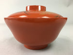 Japanese Wooden Lacquer Lidded Bowl Vtg Red Owan Chinkin Soup Rice QT81