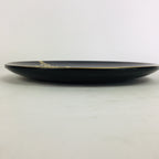 Japanese Wooden Lacquer Plate Vtg Nurimono Black Gold Chrysanthemum Sara UR517