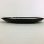 Japanese Wooden Lacquer Plate Vtg Nurimono Black Gold Chrysanthemum Sara UR517