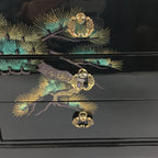 Japanese Wooden Lacquer Sewing Box Vtg Haribako Chest Tansu 3Drawers T274