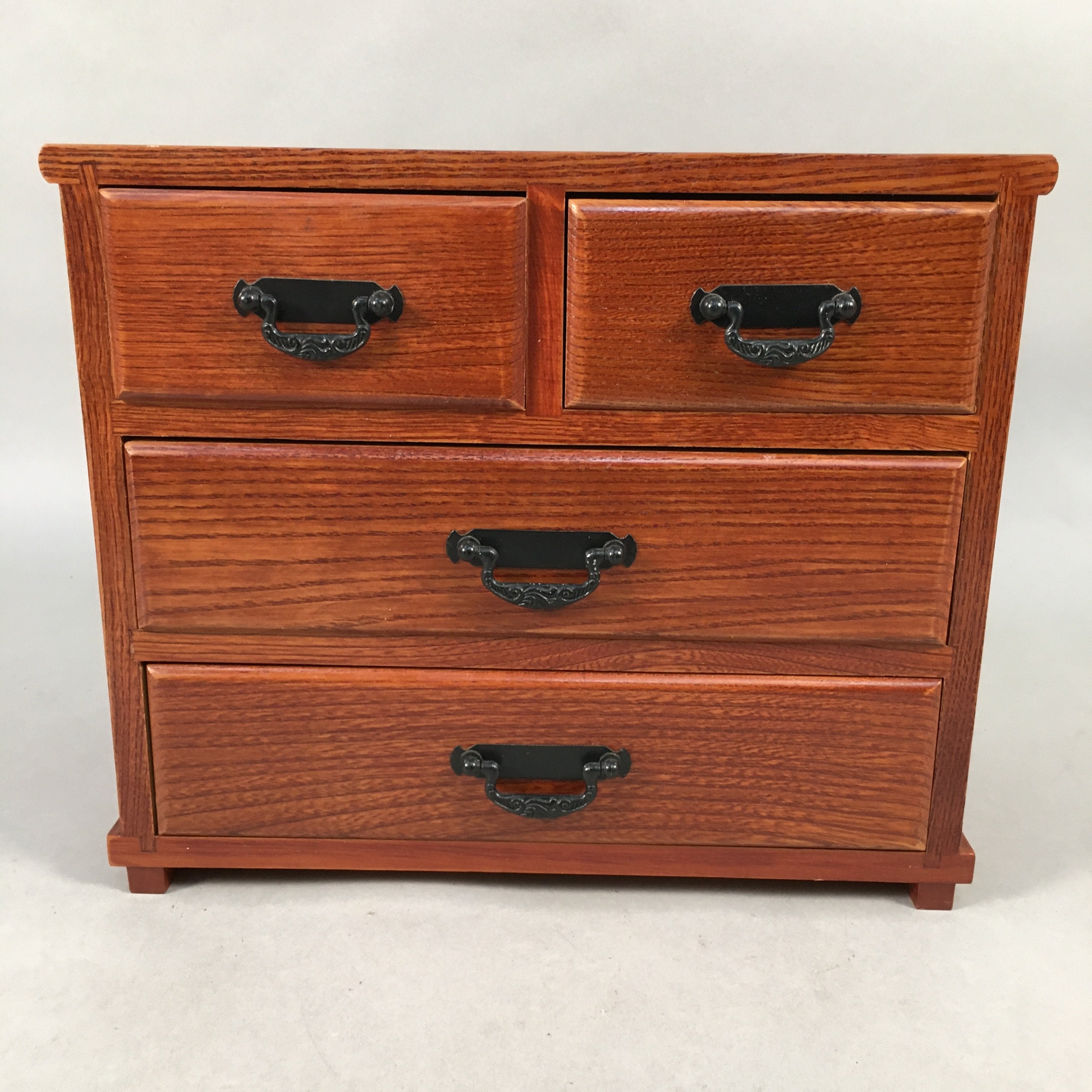 Japanese Wooden Lacquer Sewing Box Vtg Haribako Chest Tansu 4Drawers T238