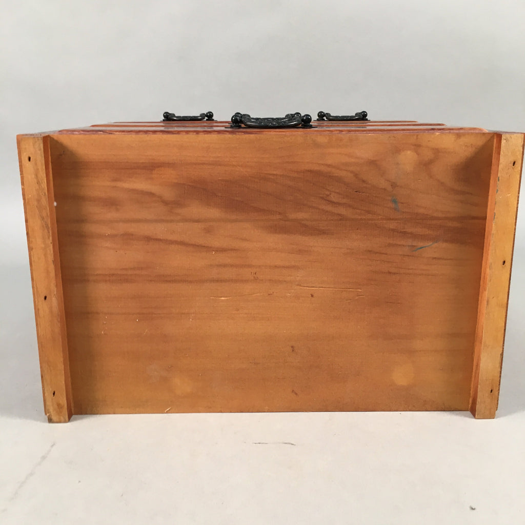 Japanese Wooden Lacquer Sewing Box Vtg Haribako Chest Tansu 4Drawers T238