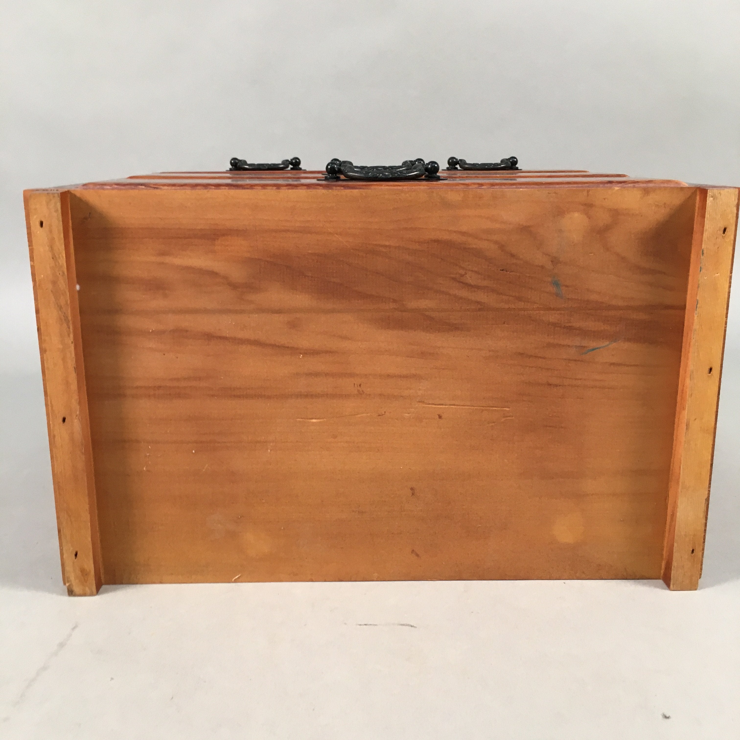 Japanese Wooden Lacquer Sewing Box Vtg Haribako Chest Tansu 4Drawers T238