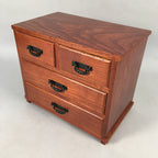 Japanese Wooden Lacquer Sewing Box Vtg Haribako Chest Tansu 4Drawers T238