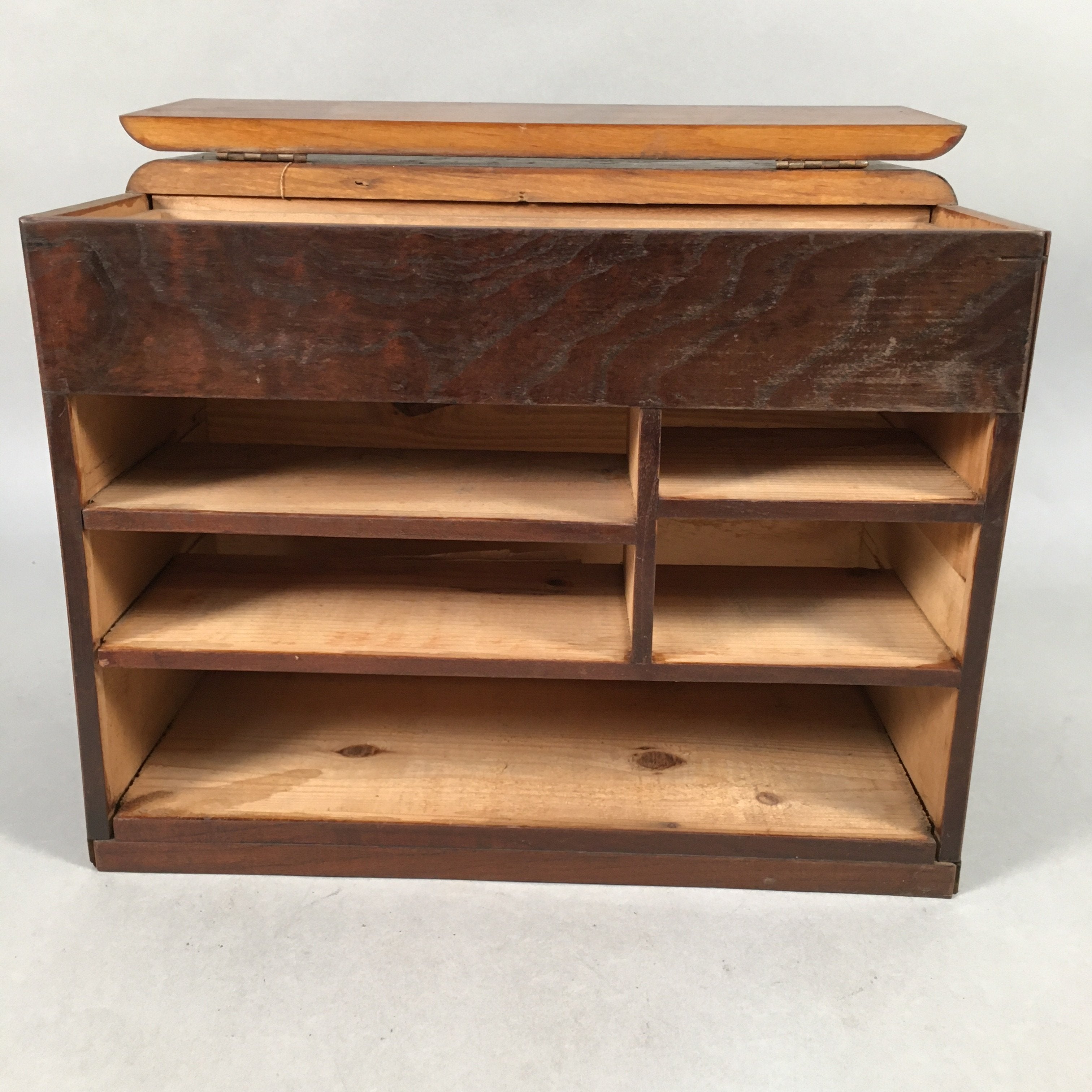 Japanese Wooden Lacquer Sewing Box Vtg Haribako Chest Tansu 5Drawers T237