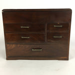 Japanese Wooden Lacquer Sewing Box Vtg Haribako Chest Tansu 5Drawers T246