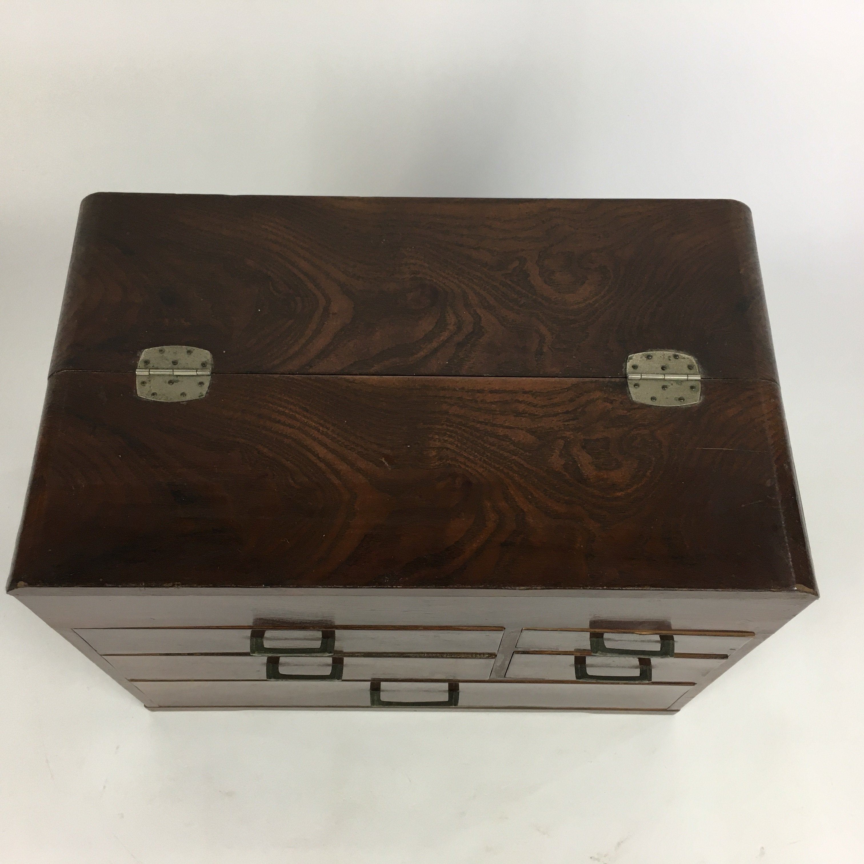 Japanese Wooden Lacquer Sewing Box Vtg Haribako Chest Tansu 5Drawers T246