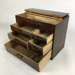 Japanese Wooden Lacquer Sewing Box Vtg Haribako Chest Tansu 5Drawers T246