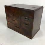 Japanese Wooden Lacquer Sewing Box Vtg Haribako Chest Tansu 5Drawers T246