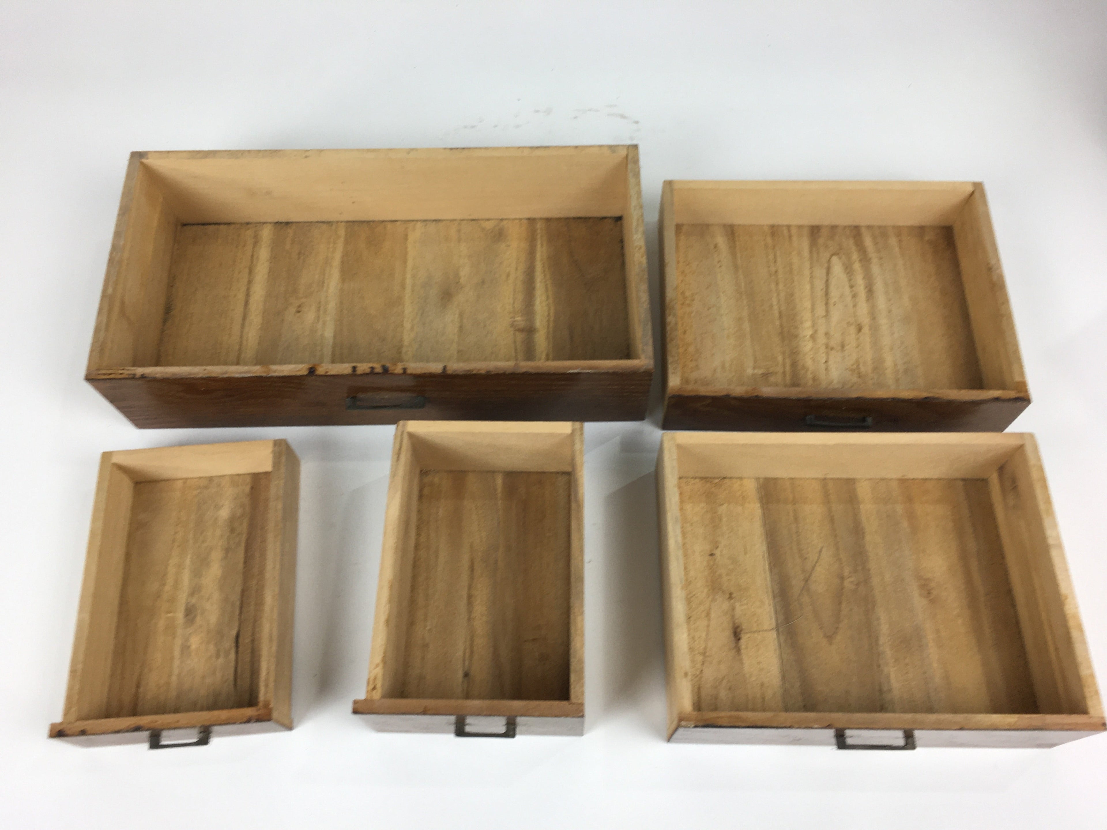 Japanese Wooden Lacquer Sewing Box Vtg Haribako Chest Tansu 5Drawers T284