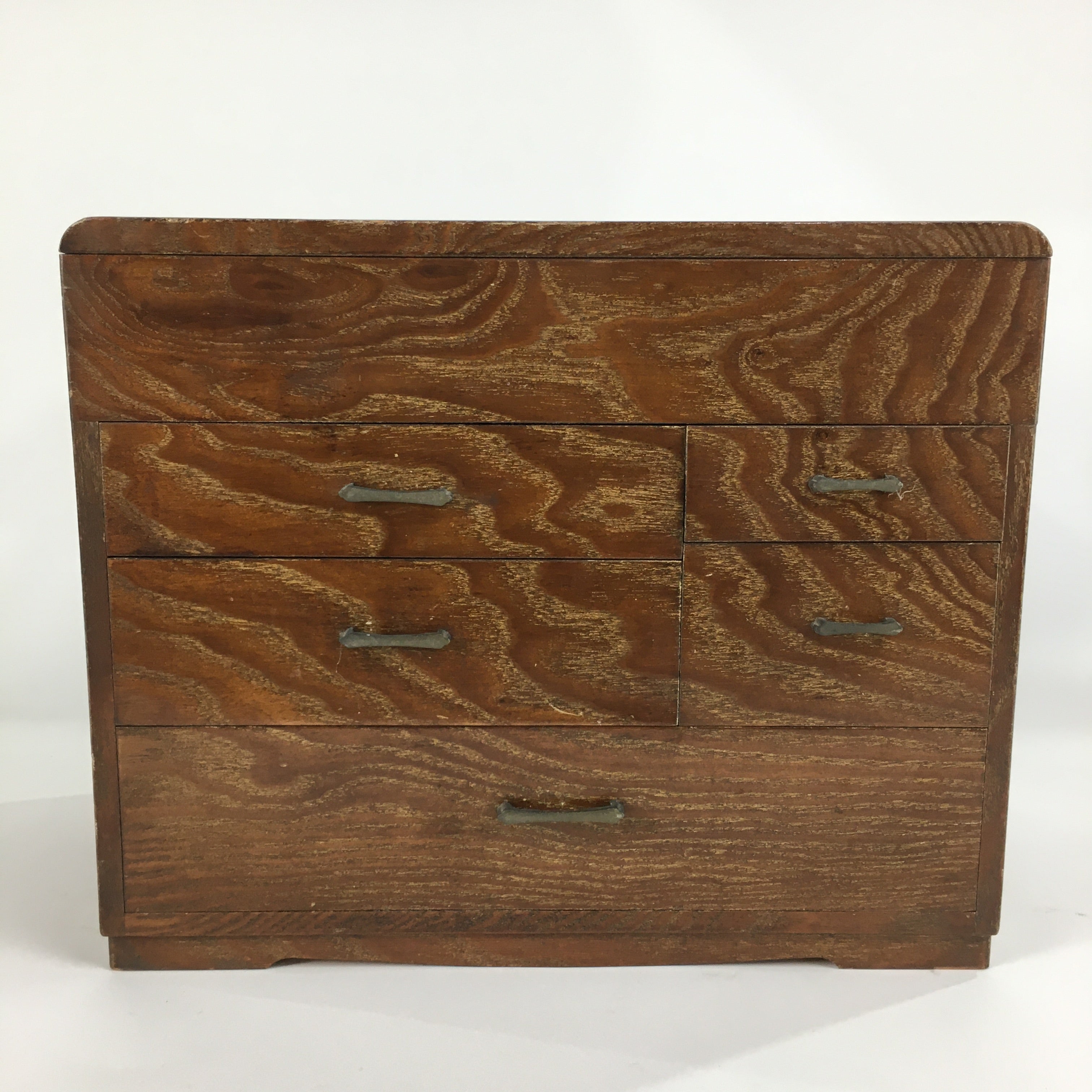 Japanese Wooden Lacquer Sewing Box Vtg Haribako Chest Tansu 5Drawers T284