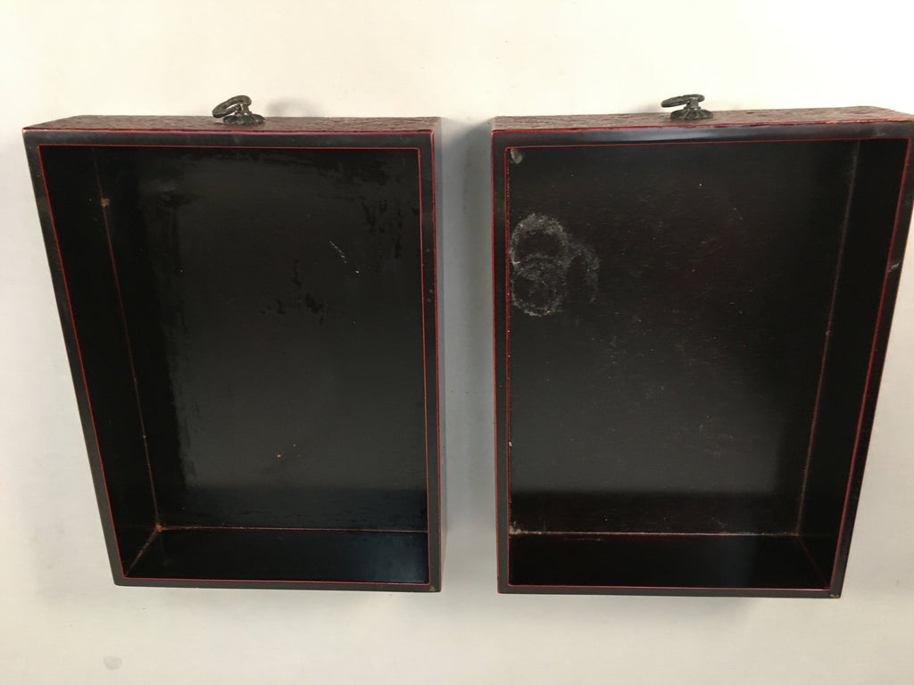Japanese Wooden Lacquer Sewing Box Vtg Haribako Chest Tansu Kamakura Bori T239