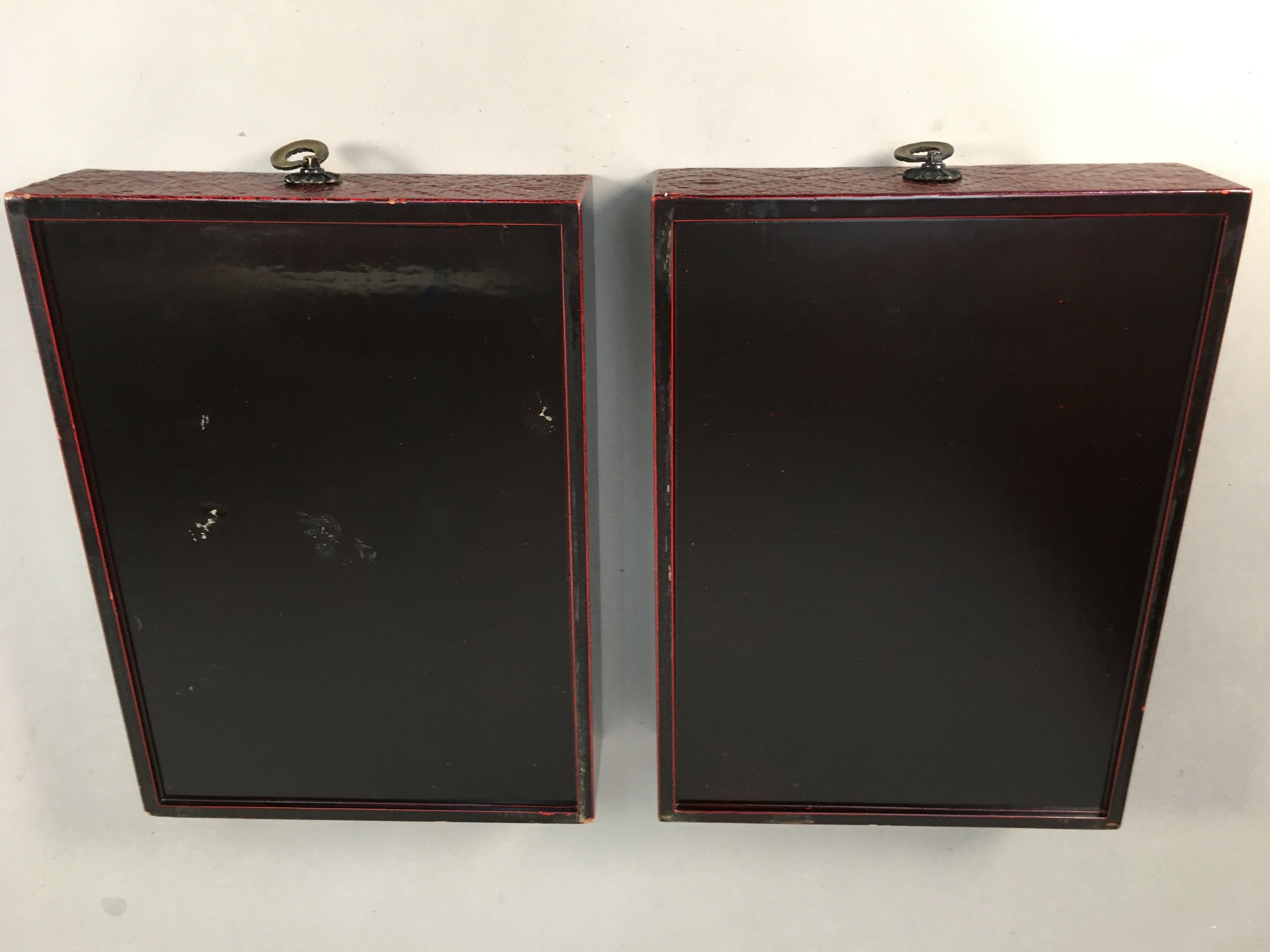 Japanese Wooden Lacquer Sewing Box Vtg Haribako Chest Tansu Kamakura Bori T239