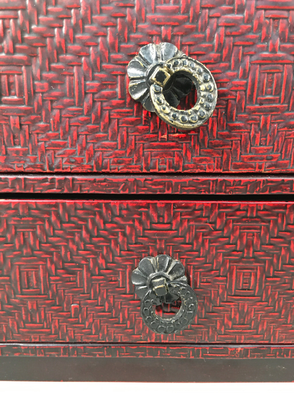 Japanese Wooden Lacquer Sewing Box Vtg Haribako Chest Tansu Kamakura Bori T239