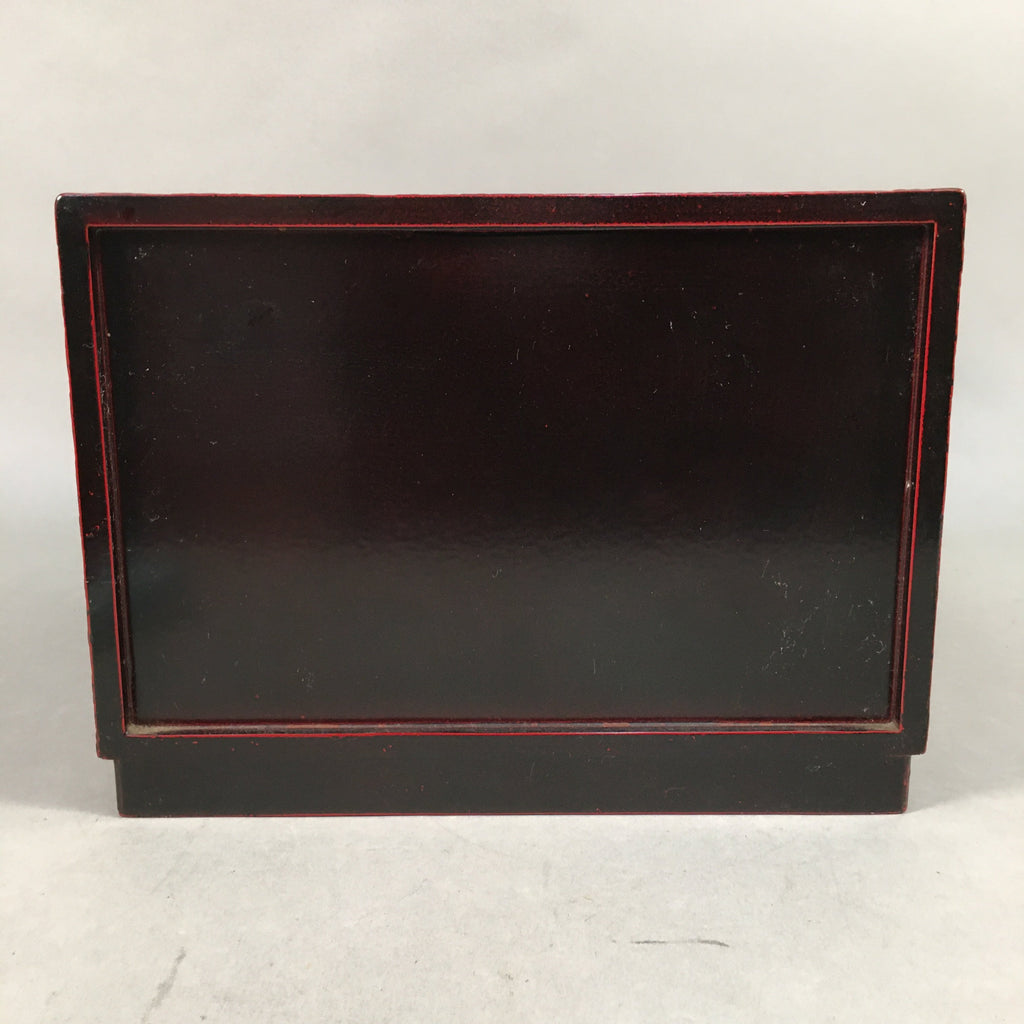 Japanese Wooden Lacquer Sewing Box Vtg Haribako Chest Tansu Kamakura Bori T239