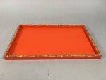 Japanese Wooden Lacquer Tray Obon Vtg Nurimono Bamboo Red Ryukyu-Nuri UR466