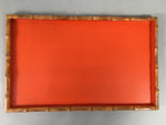 Japanese Wooden Lacquer Tray Obon Vtg Nurimono Bamboo Red Ryukyu-Nuri UR466