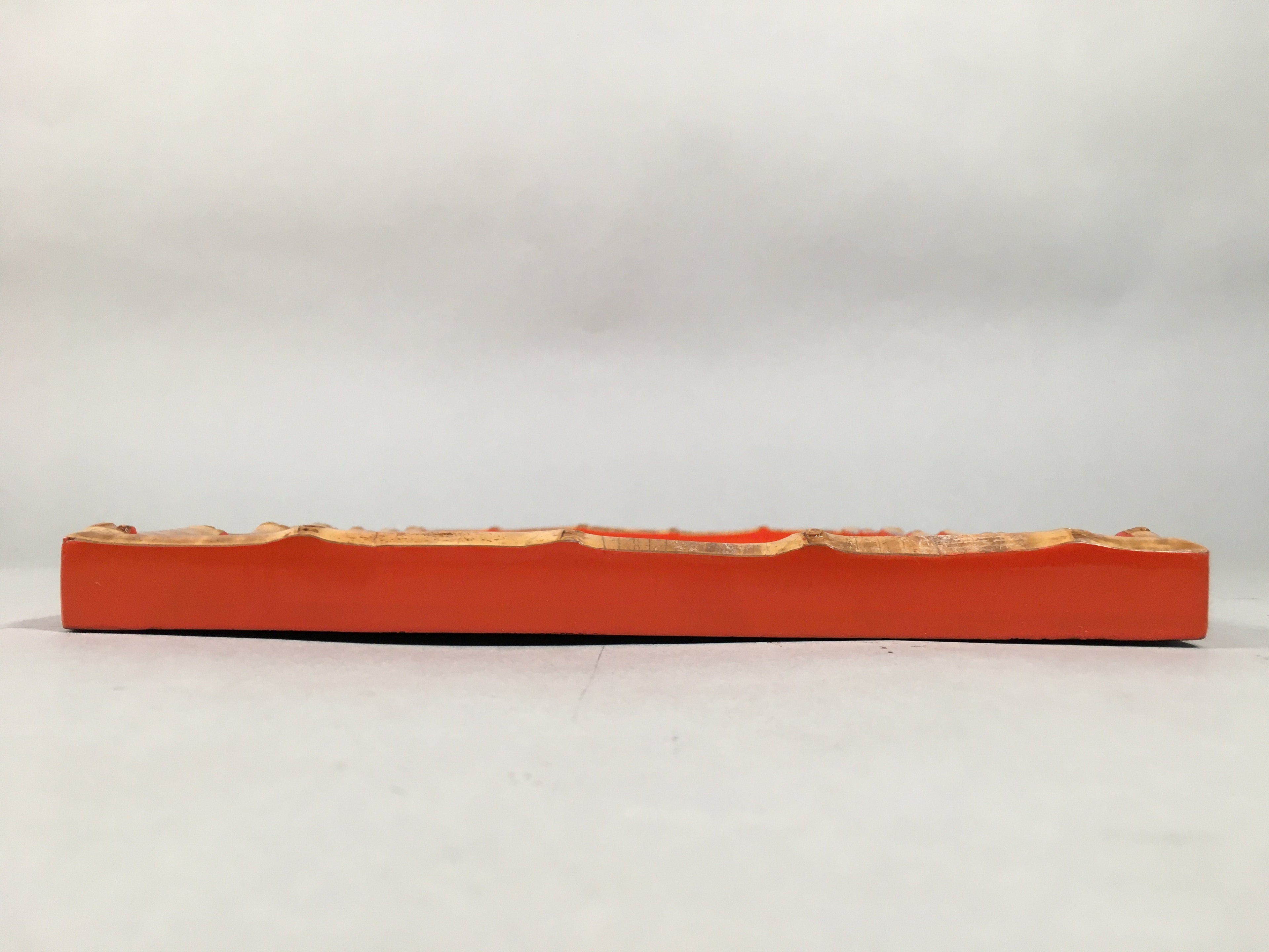 Japanese Wooden Lacquer Tray Obon Vtg Nurimono Bamboo Red Ryukyu-Nuri UR466
