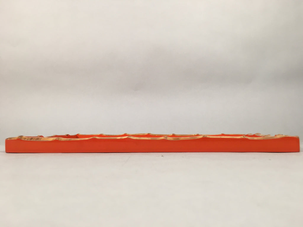 Japanese Wooden Lacquer Tray Obon Vtg Nurimono Bamboo Red Ryukyu-Nuri UR466