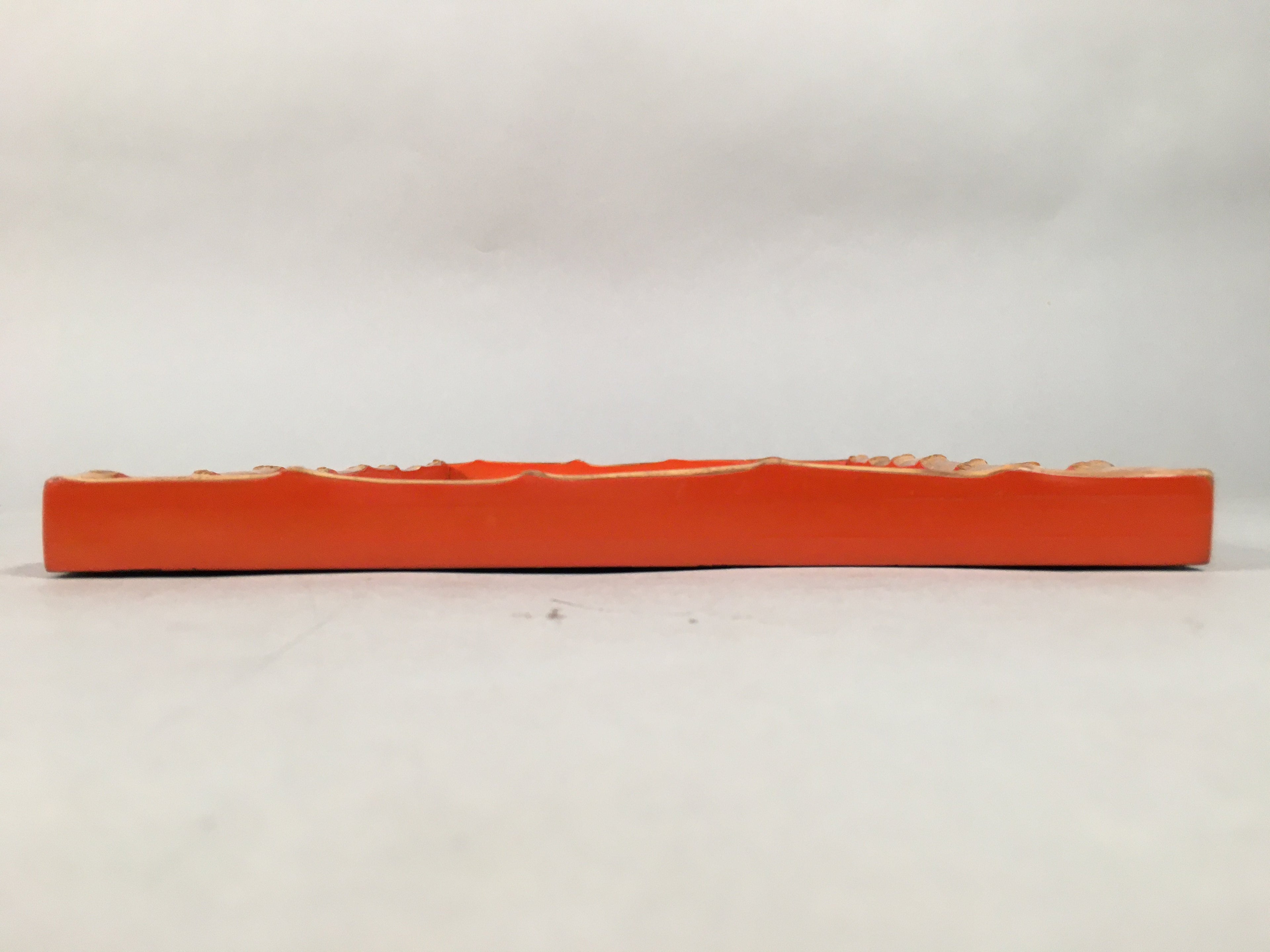 Japanese Wooden Lacquer Tray Obon Vtg Nurimono Bamboo Red Ryukyu-Nuri UR466