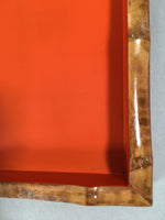 Japanese Wooden Lacquer Tray Obon Vtg Nurimono Bamboo Red Ryukyu-Nuri UR466
