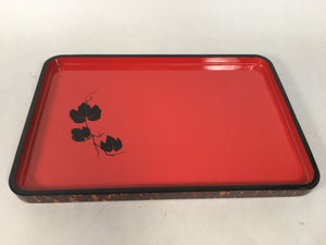 Japanese Wooden Lacquer Tray Rectangle Obon Vtg Red Bark Nurimono LWB34
