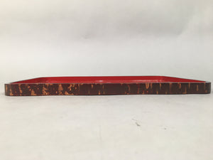 Japanese Wooden Lacquer Tray Rectangle Obon Vtg Red Bark Nurimono LWB34