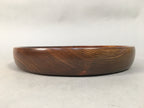 Japanese Wooden Lacquer Tray Round Obon Vtg Grain Nurimono Brown LWB36