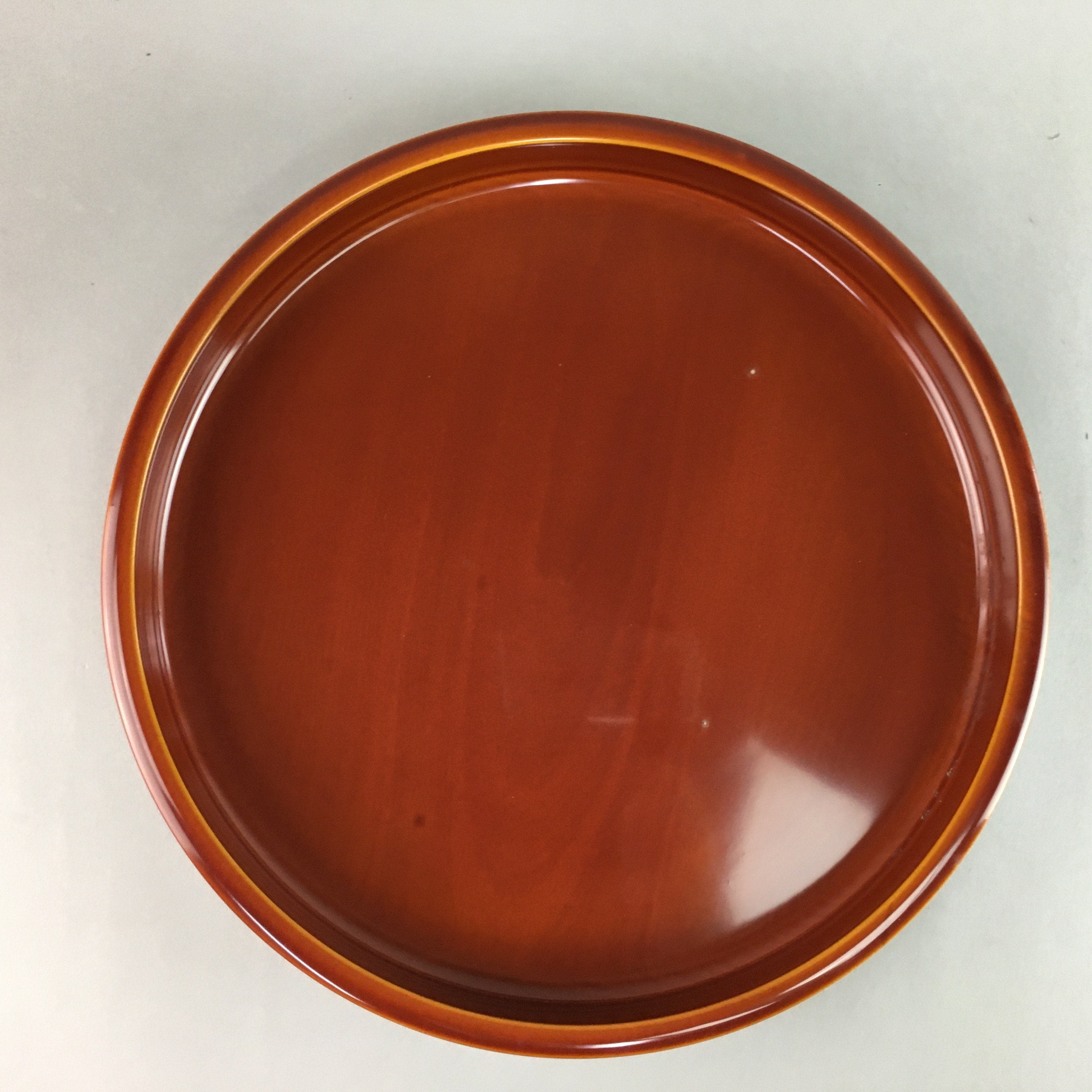 Japanese Wooden Lacquer Tray Round Obon Vtg Shunkei-Nuri Nurimono PX428