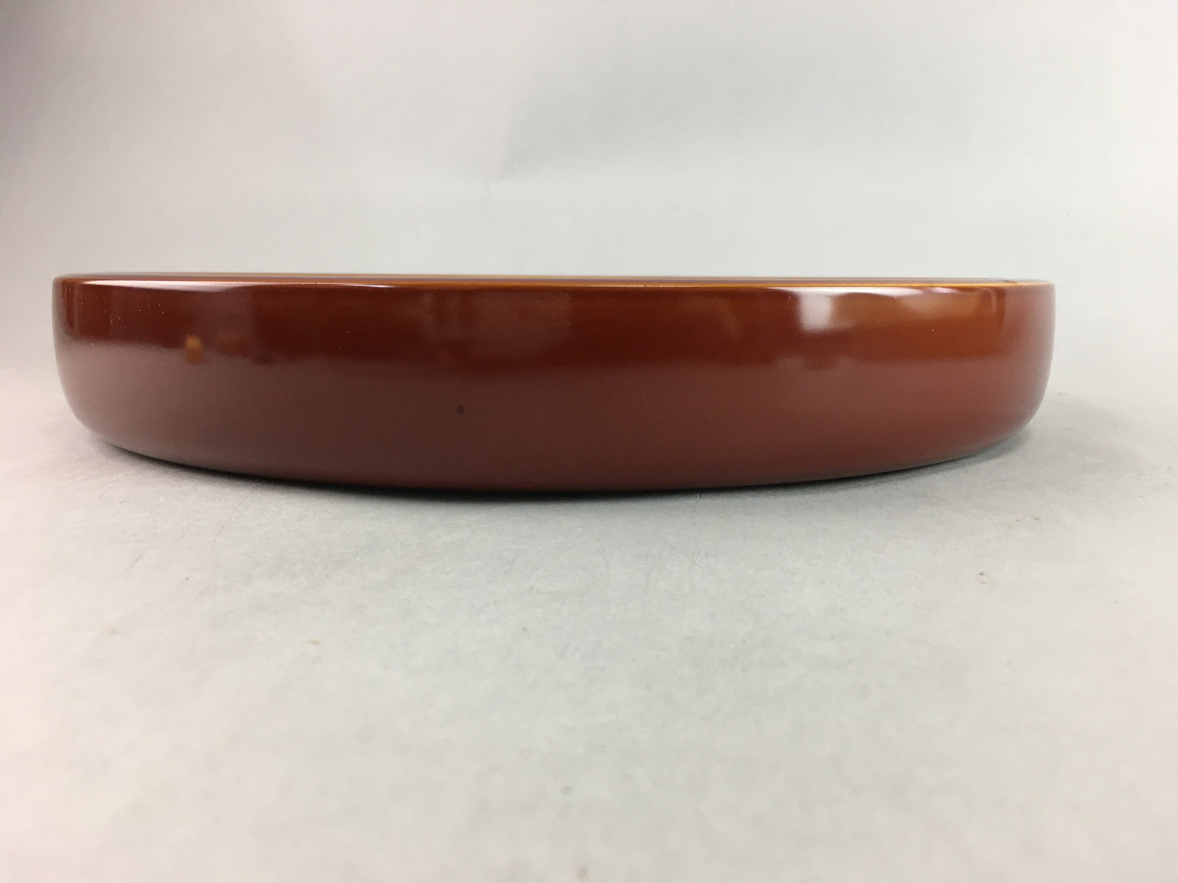 Japanese Wooden Lacquer Tray Round Obon Vtg Shunkei-Nuri Nurimono PX428