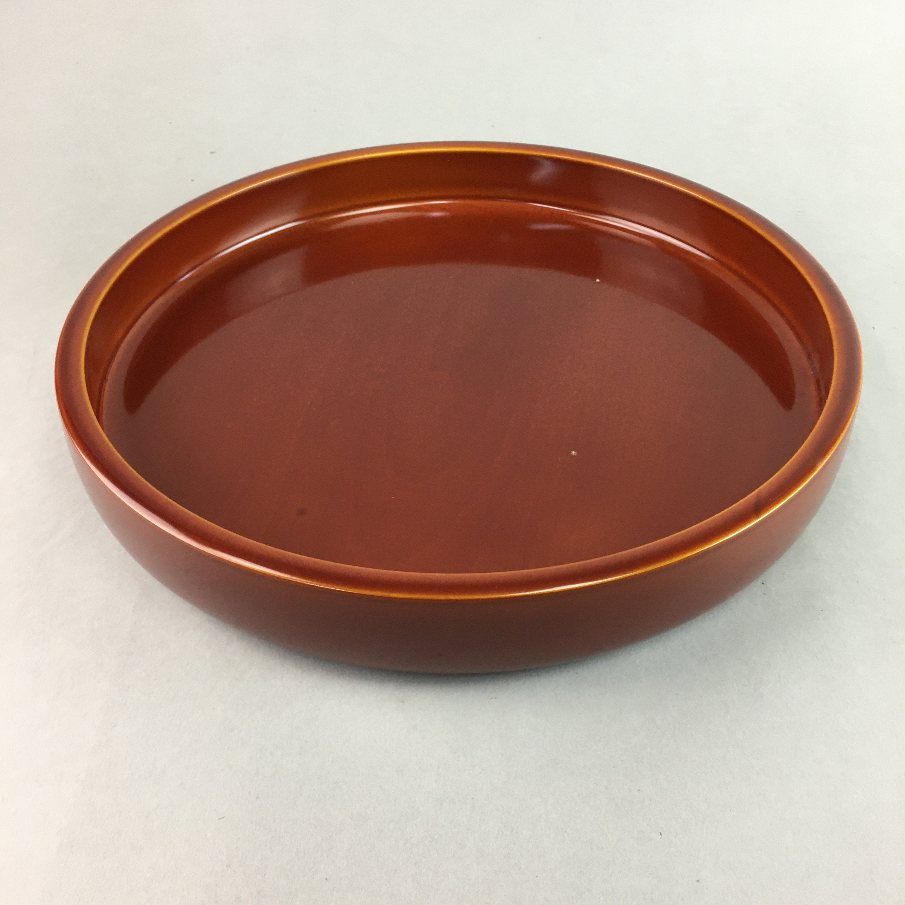 Japanese Wooden Lacquer Tray Round Obon Vtg Shunkei-Nuri Nurimono PX428