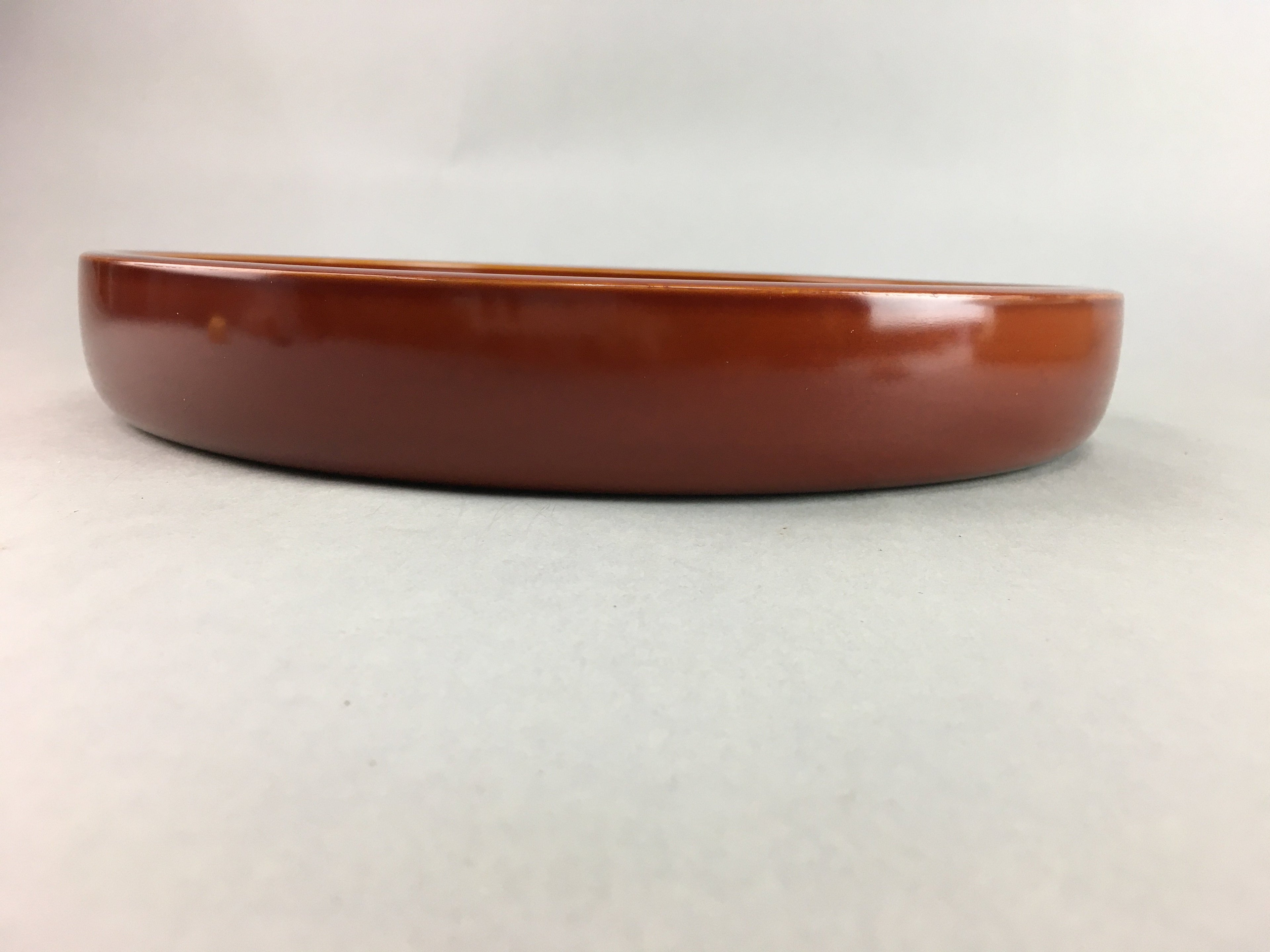 Japanese Wooden Lacquer Tray Round Obon Vtg Shunkei-Nuri Nurimono PX429