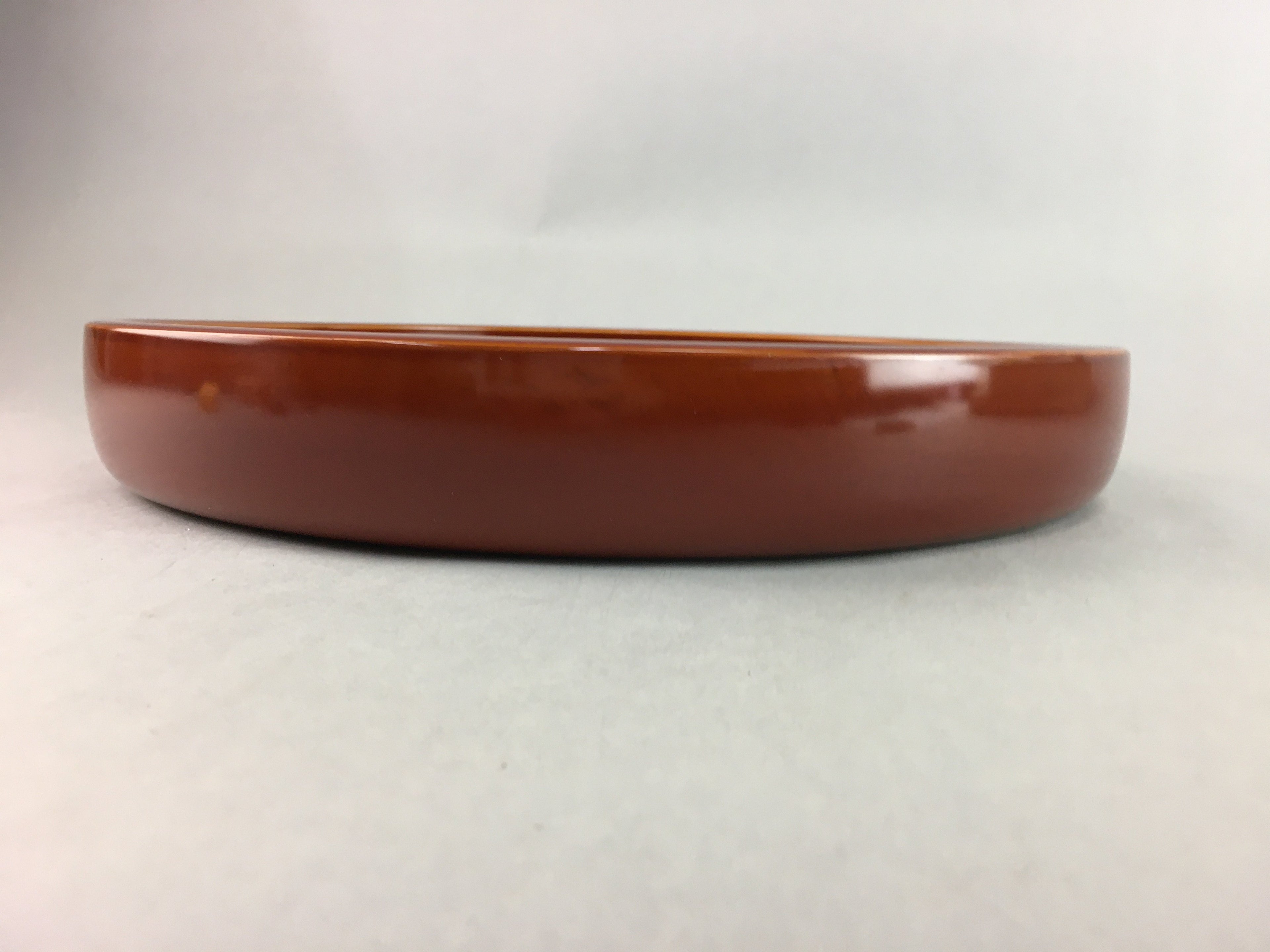 Japanese Wooden Lacquer Tray Round Obon Vtg Shunkei-Nuri Nurimono PX429