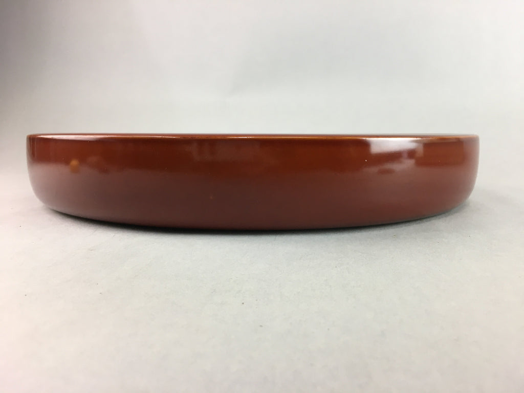 Japanese Wooden Lacquer Tray Round Obon Vtg Shunkei-Nuri Nurimono PX429
