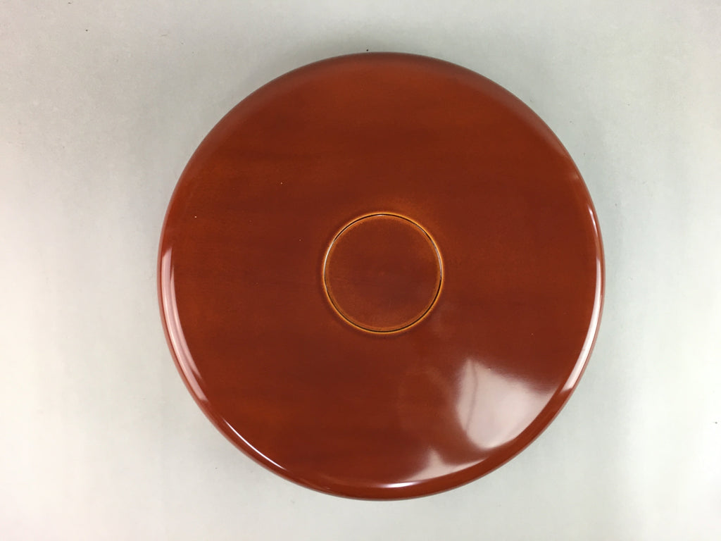 Japanese Wooden Lacquer Tray Round Obon Vtg Shunkei-Nuri Nurimono PX429