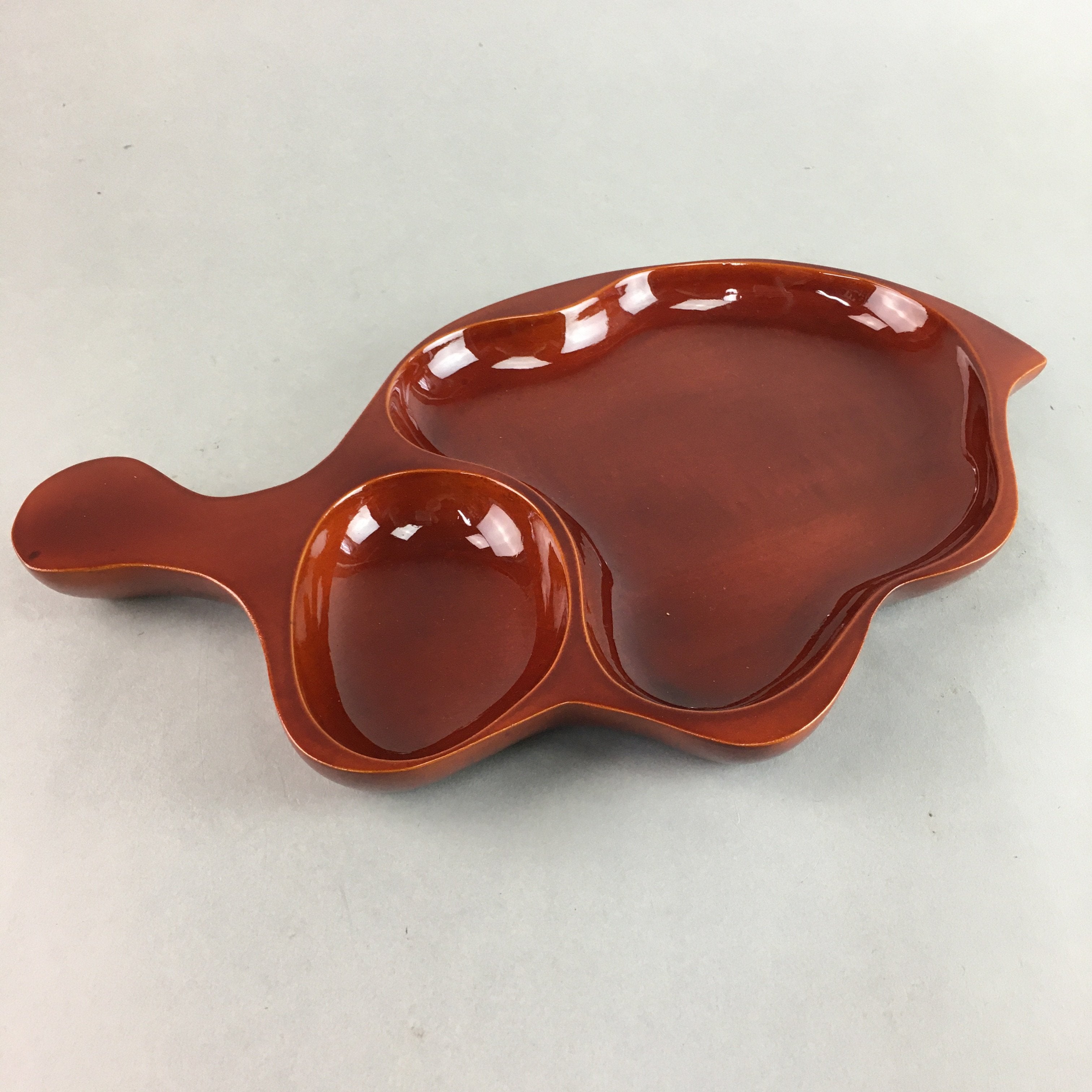 Japanese Wooden Lacquer Tray Vtg Shunkei-Nuri Eggplant Nurimono PX427