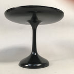 Japanese Wooden Lacquer ware Legged Plate Vtg Black Round Tea Ceremony UR470