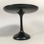 Japanese Wooden Lacquer ware Legged Plate Vtg Black Round Tea Ceremony UR470