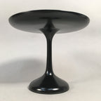 Japanese Wooden Lacquer ware Legged Plate Vtg Black Round Tea Ceremony UR470