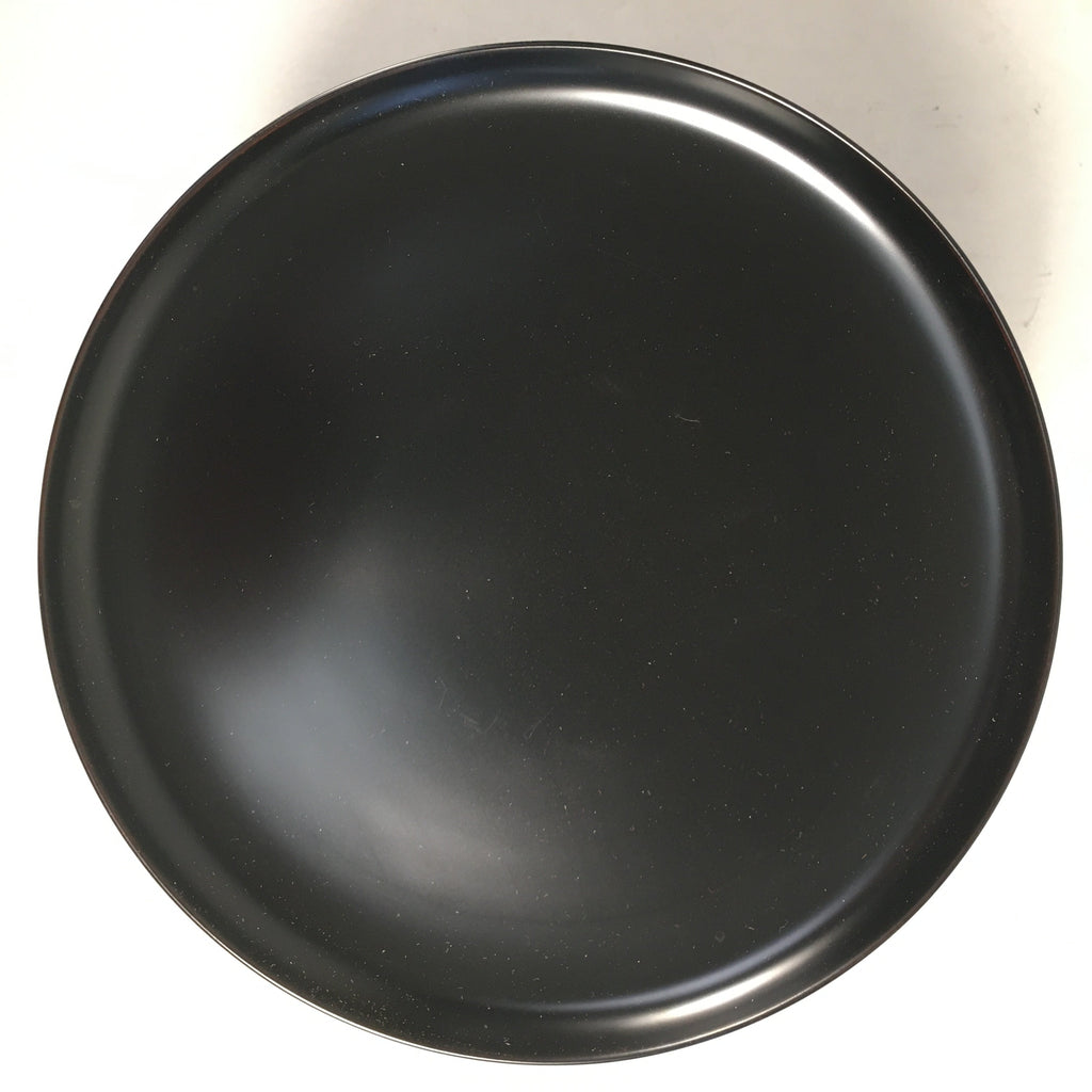 Japanese Wooden Lacquer ware Legged Plate Vtg Black Round Tea Ceremony UR470