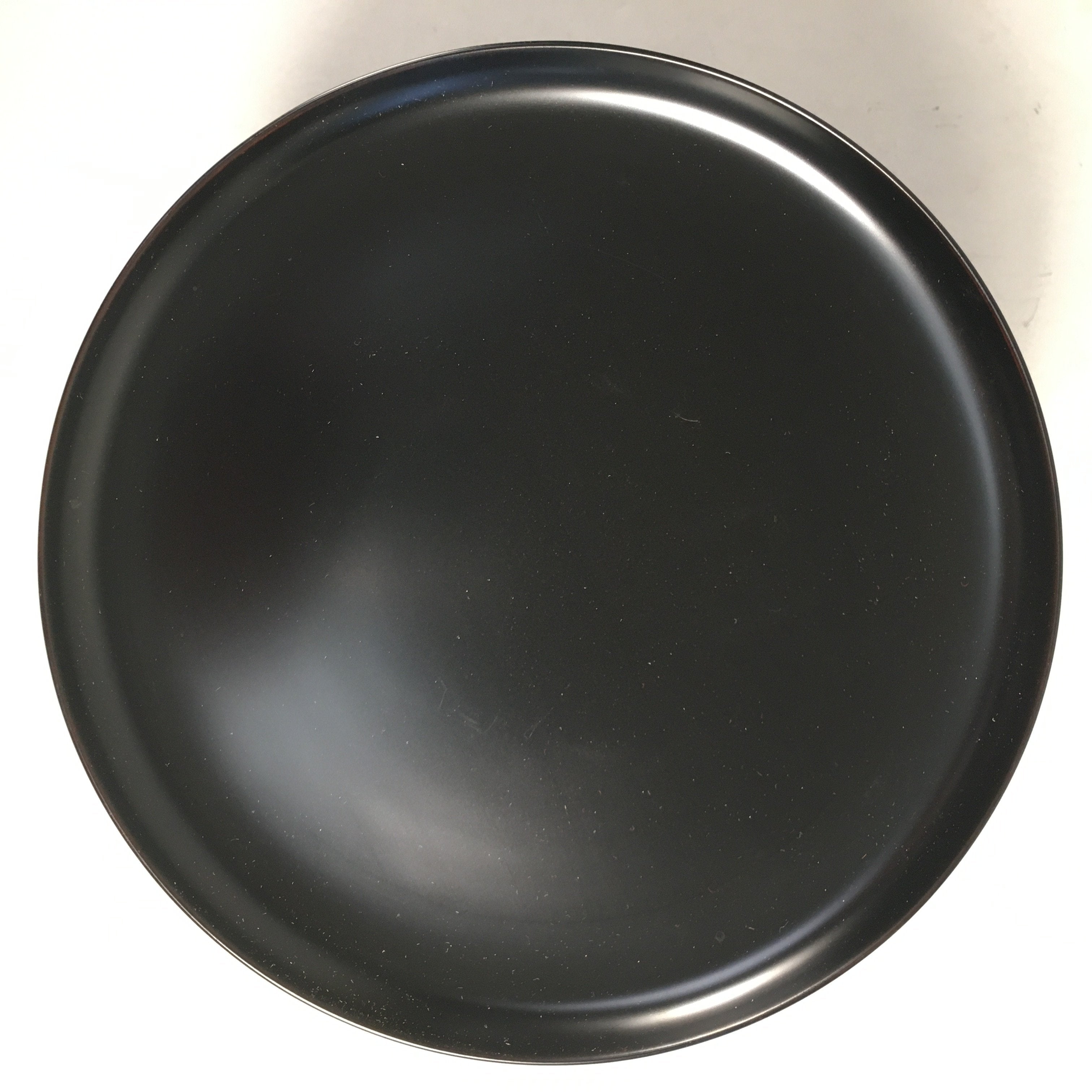 Japanese Wooden Lacquer ware Legged Plate Vtg Black Round Tea Ceremony UR470