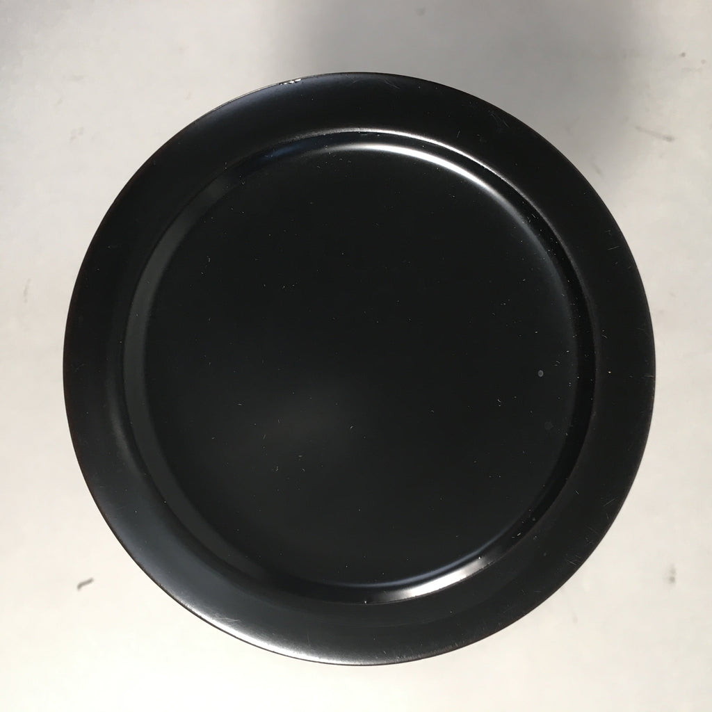 Japanese Wooden Lacquer ware Legged Plate Vtg Black Round Tea Ceremony UR470