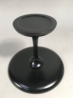 Japanese Wooden Lacquer ware Legged Plate Vtg Black Round Tea Ceremony UR470
