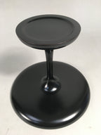 Japanese Wooden Lacquer ware Legged Plate Vtg Black Round Tea Ceremony UR470